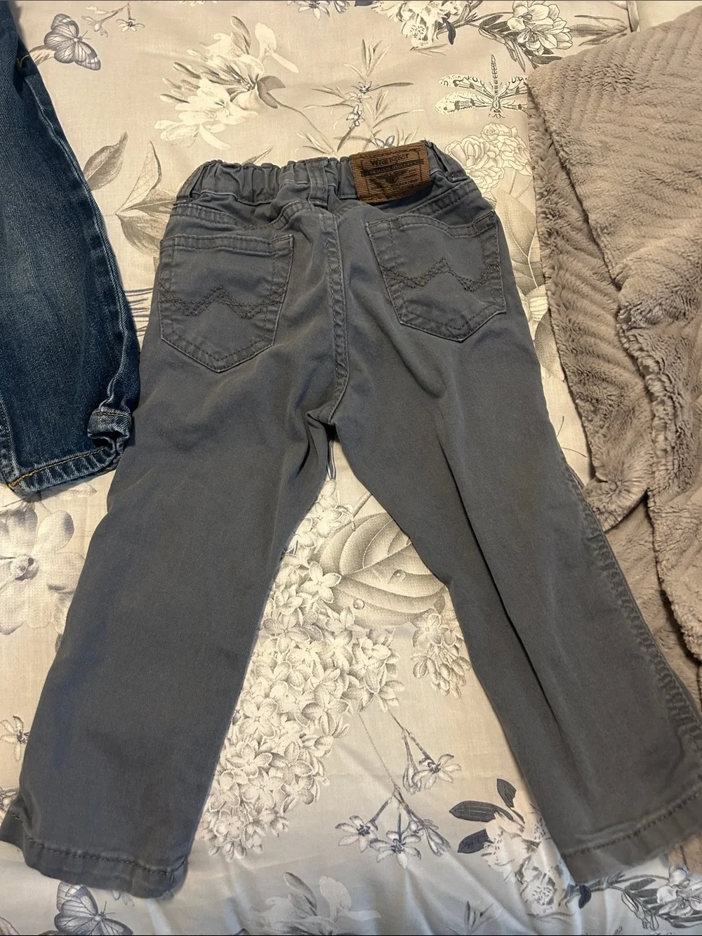 Kids Denim and Gray Pants Set - Blue and Gray- carters and wrangler 24 m & 2T